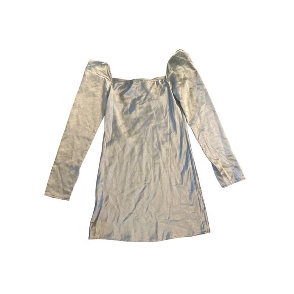 US-2 Princess Polly Star Power Long Slv Green Satin Mini Dress Slip Off Shoulder - Picture 4 of 4